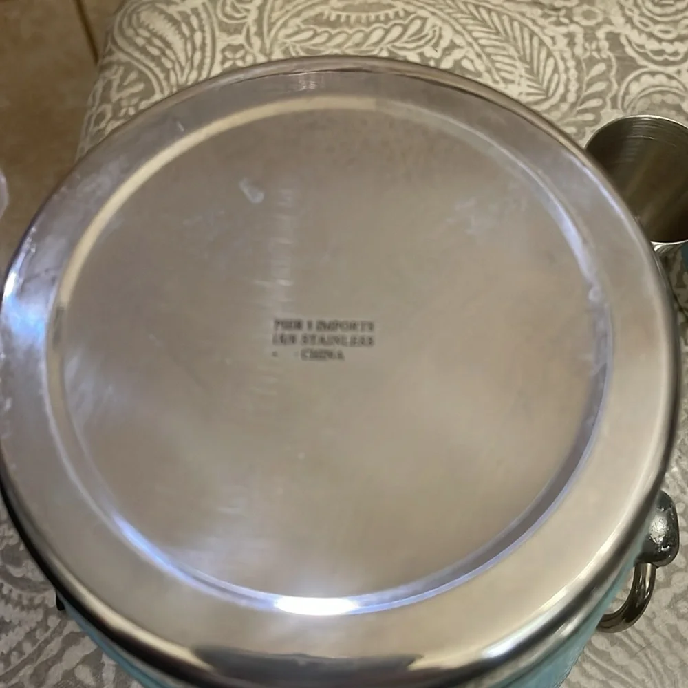 Vintage Pier 1 Imports 18/8 Stainless Steel Bar ice bucket, Shaker,double jigger